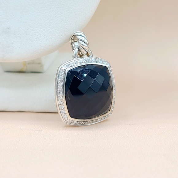 David Yurman Albion 17mm Black Onyx Diamond Pendant Enhancer - Picture 3 of 8